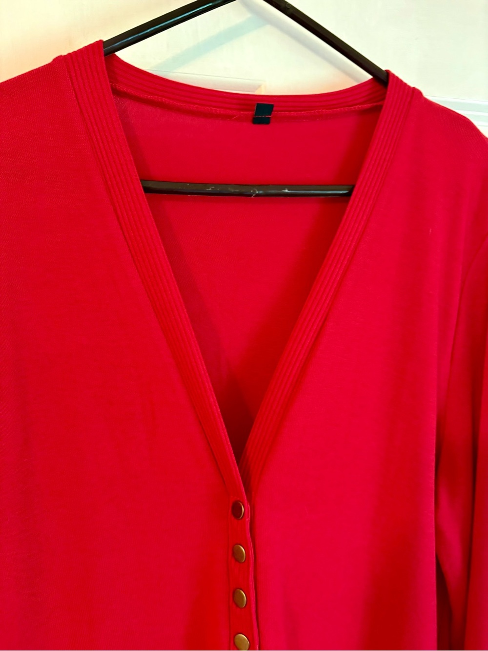 Bright Red Button-Front Cardigan - Picture 2 of 7